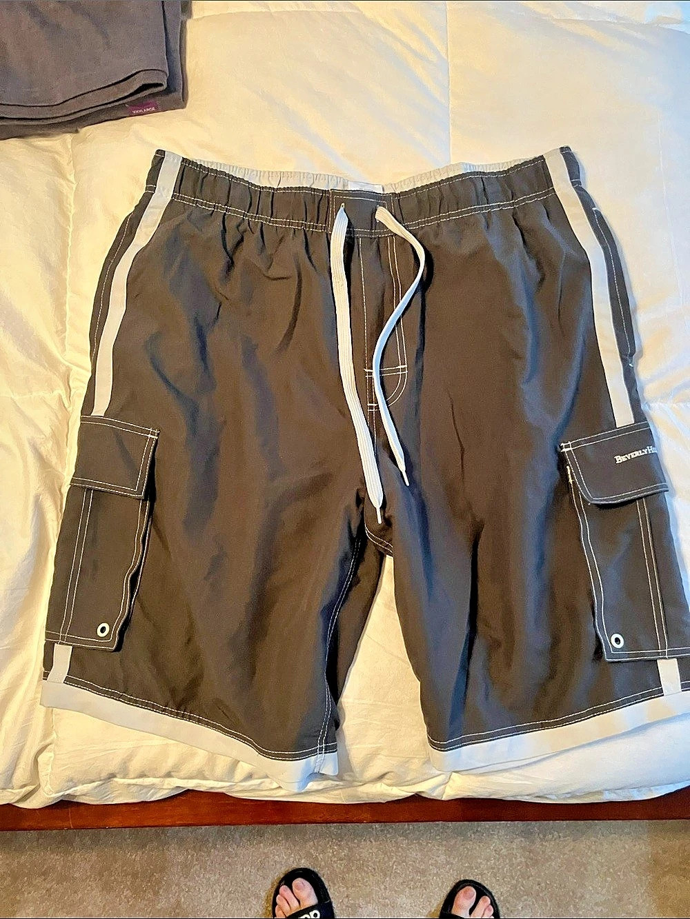 Beverly Hills Polo Club Men's Bathing Suit Black & White Size